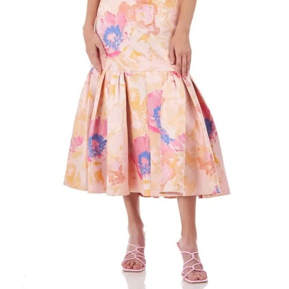Kay Unger Floral Midi Dress - Pink and Blue - Picture 2 of 7